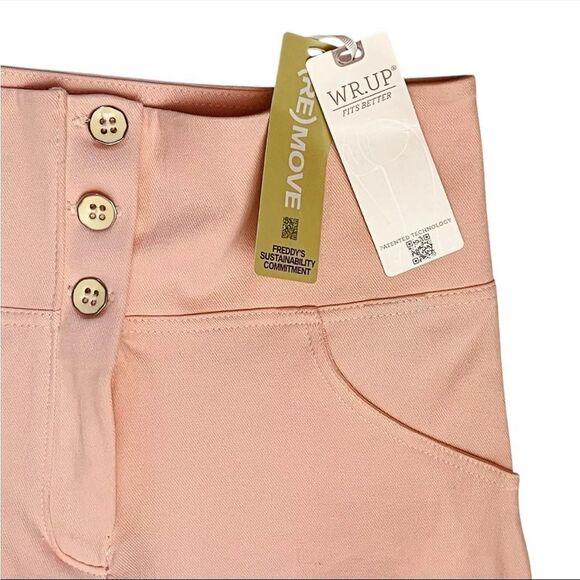NEW Freddy Italian Crop Peach Pants Limited Edition High Waist 3/Buttons/Zip 8 - Picture 3 of 14